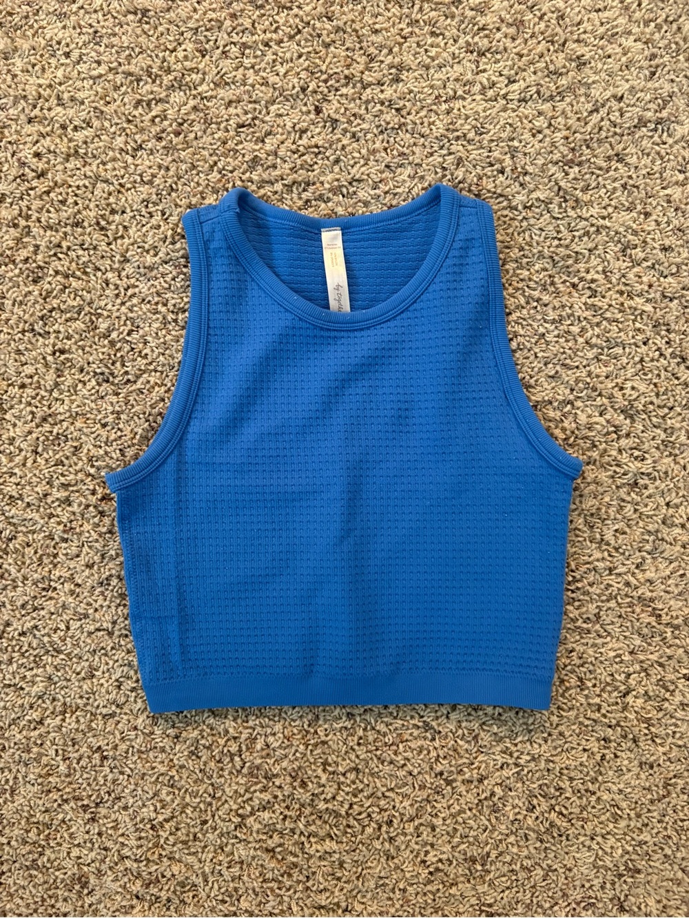 🌊Dry Goods Bright Ocean Blue Women's Knit-Textured Cropped Tank Top 🧊